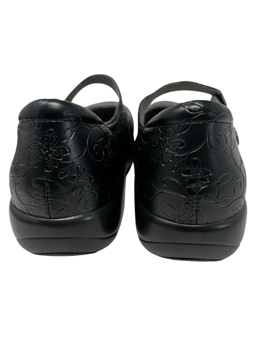 Alegria Black Embossed Floral Mary Jane Flats with Strap - Picture 6 of 9